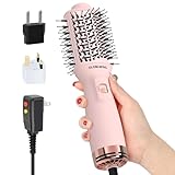 Automatic Dual Voltage Travel Hair Dryer Brush Compact Mini Hot Air Brush with European Plug One Step Blow Dryer and Styler for Women, Oval Barrel 3 Heat & 2 Speed Settings