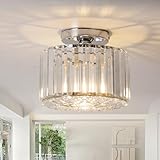 ZYDTRIP Crystal Ceiling Light Fixture Semi Flush Mount Ceiling Lamp Modern Silver Crystal Chandelier for Living Room Hallway Dining Room Kitchen - Image 1
