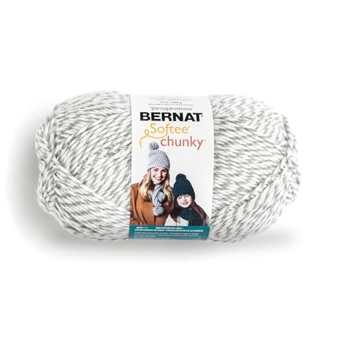 Image of Bernat Softee Chunky BB Gray Ragg Yarn - 1 Pack of 14oz /400g - Acrylic - #6 Super Bulky - 431 Yards - Knitting /Crochet