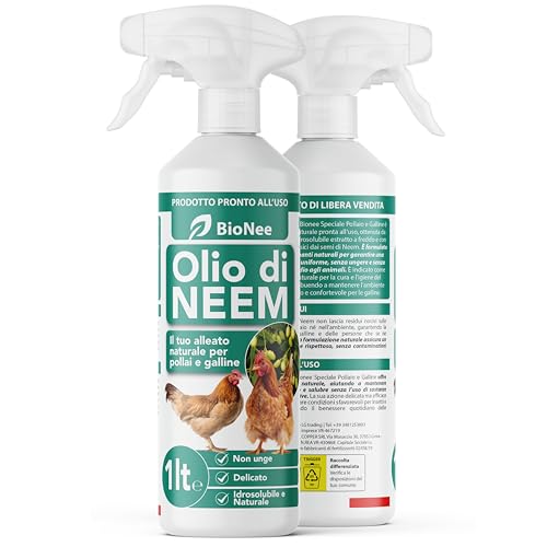 Bionee Aceite de Neem Spray Gallinero y Gallinas 1L – Loción natural lista para usar, protección contra insectos y parásitos, seguro y delicado, hidrosoluble, cero residuos