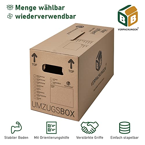 BB-Verpackungen 15 x Umzugskarton aus recycelter Pappe, sehr stabil mit doppeltem Boden (belastbar bis 40 kg) - Sets zwischen 10 und 180 Stück – Bild 3