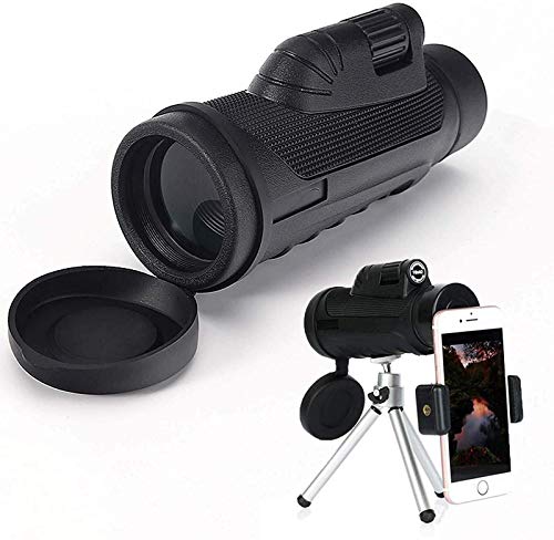 HUIBBGO Telescopio Monocular Telescopio Alta Potencia 10x42 Zoom Alta Definición BAK4 Prisma y Monocular con Soporte para Smartphone y Trípode, Impermeable y Antiempañamiento Monocular SCO
