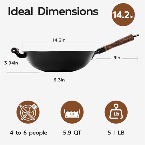 Wok de hierro con tapa de vidrio y espátula 14.2" miniatura 6