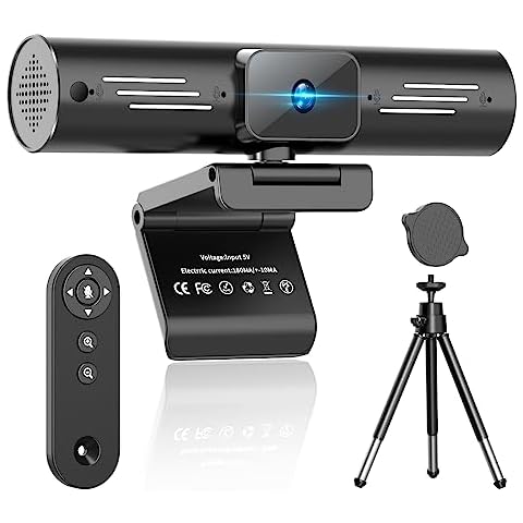 Nisheng Webcam 4K, Autofocus 4K Webcam with Four Microphone and Remote, 6X Digital Zoom, 100° FOV Streaming Camera, Plug and Play, Web Camera for PC Mac, Streaming, Video Call, Zoom, Skype, Teams Cover