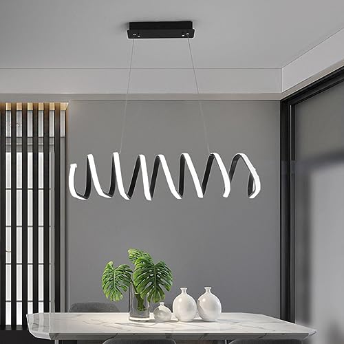 Table à manger à LED suspendue noire réglable avec télécommande