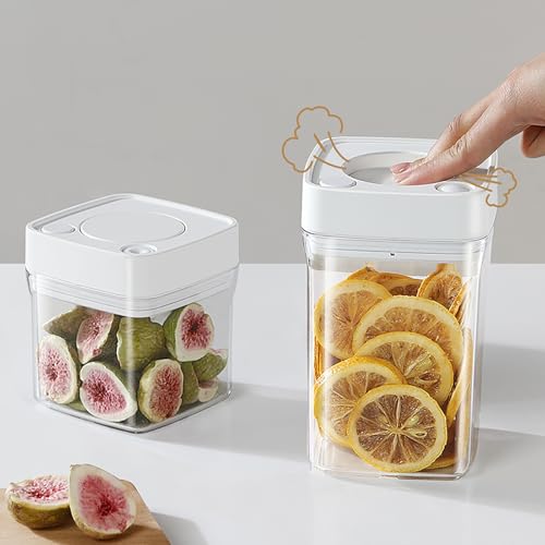 FUSAYUKI Manual Vacuum Jar With One-Button Vacuum Pump, Airtight Food Cereal Containers Storage With Lids (grey-4pc)