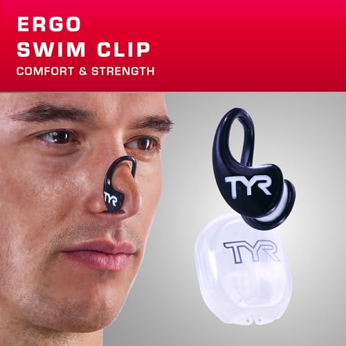 Image of TYR Ergo Swim Clip - Low Profile Nose Plug for Front Snorkels | Lightweight Polyurethane Frame | Hypoallergenic TPR Nose Pads | Ideal for Front Mount Snorkels | 100% Latex-Free Comfort
