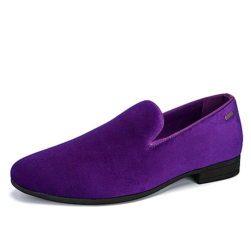 Image of UUBARIS Mens Velvet Loafers Slip-on Dress Shoes Fashion Style Driving Shoes Classic Tuxedo Shoes Casual Oxford Shoes