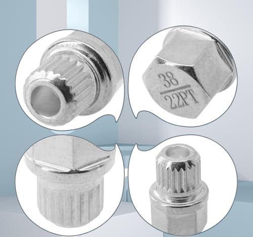 Enwye Autorad-Sicherheits-Radmuttern-Steckschlüsselkopf für 5er/3er/1er-Serie X1 X3 X5 X6 38/22PT Chrom-Molybdän-Stahl, verchromt