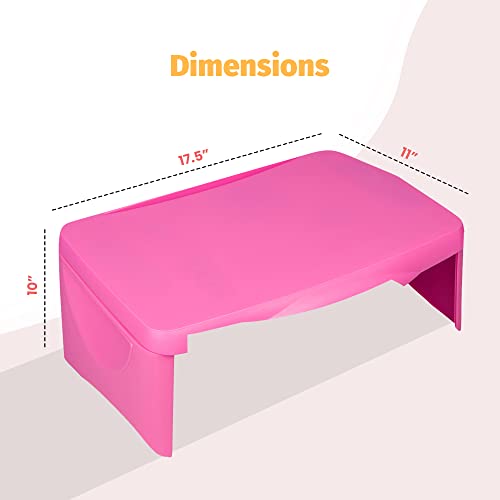 Pink Folding Lap Desk - Foldable Table For Work, Study, Gaming, Arts, Crafts, School - Collapsible Laptop Tray With Storage Compartment - Portable Writing Station For Kids, Adults #TOP2