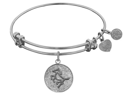 Angelica Collection Non-Antique White Stipple Finish Brass Horse Expandable Bangle #TOP16