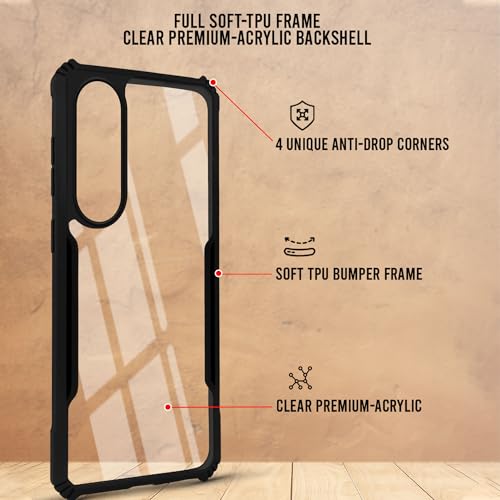 Image of Jkobi Hybrid Back Cover Case for Vivo V70 FE 5G (Shockproof with Polycarbonate Clear Panel | Professional Black)