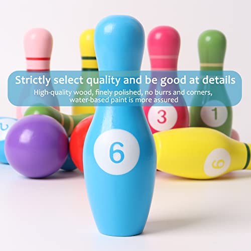 Shierdu Color Wooden Digital Bowling Toy, Suitable For Indoor And Outdoor Sports Games For Toddlers, Children And Adults, For Boys And Girls Over 3 Years Old #TOP3