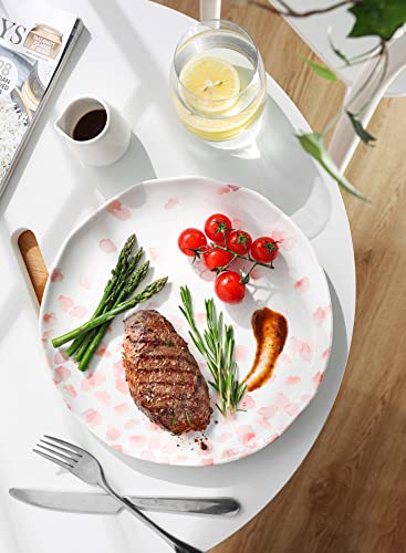 Sweese 172.001 Porcelain Dinner Plates Set Of 6-10.4 Inch - Rose Design #TOP1