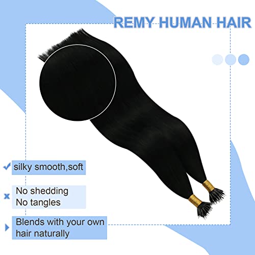 YoungSee Nano Hair Extensions Real Human Hair Black 20 inch Invisible Nano Loop Hair Extensions Jet Black Pre Bonded Nanolink Extensions for Fuller Look Cold Fusion 50s Tiny Attachment 50g - Image 4