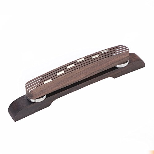 Alnicov - Set di ponte in legno di palissandro regolabile in altezza e cordiera a trapezio per chitarra archtop jazz a 6 corde, pezzi per chitarre jazz, cromato Alnicov - Set di ponte in legno di palissandro regolabile in altezza e cordiera a trapezio per chitarra archtop jazz a 6 corde, pezzi per chitarre jazz, cromato