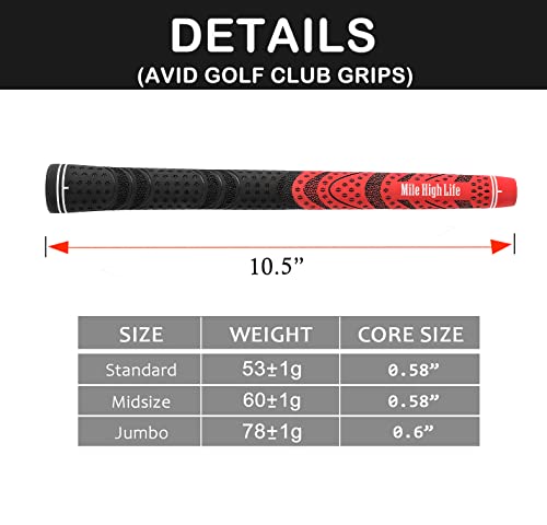 Mile High Life | Avid Golf Club Grips | 3, 13 Pc Set Bundle Golf Grips | Multi-Compound Rubber Golf Grip | (3 Pieces Red,Standard) #TOP5