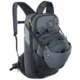 Plecak rowerowy EVOC RIDE 12 Protector, plecak trekkingowy na szlaki i do codziennego użytku (sprytne zarządzanie kieszeniami, wyściółka pleców AIR-PAD, uchwyt na kask, plecak), Carbon Grey/Black