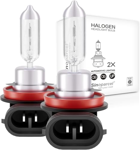 Sinoparcel H11 Halogen Low Beam Headlight or Fog Light Bulb, 3300K Yellow Replacement for Standard 55W Bulb, Pack of 2