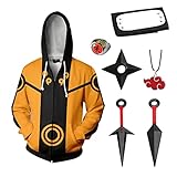 ONED Anime Cosplay Costume 3D Printed Anime Costume Anime Hoodie and Ninja Props Set