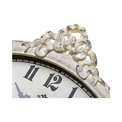 Nikky Home Vintage Table Clock, Battery Operated Rustic Design, Chic Home Décor For Fireplace Mantel, Shelf, Desktop, Countertop - Distressed White #TOP4