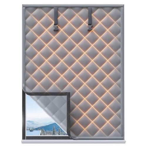 Couverture isolante pour fenêtre – Couverture coupe-vent à 3 couches pour l'hiver | Revêtement de porte patio en coton doux – Pour salon, chambre à coucher, sous-sol – RV, appartement, bureau