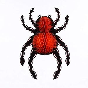Partysanthe Black and Orange Fake Spiders for Halloween Party Decorations 1 PCs 12inch