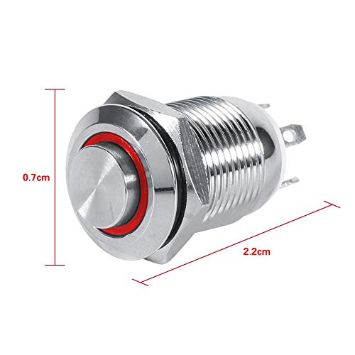Qiilu LED Button Switch 12mm Waterproof Metal Momentary Push Button Switch High Flush 4 Pin Blue 3V (Green) - Image 4