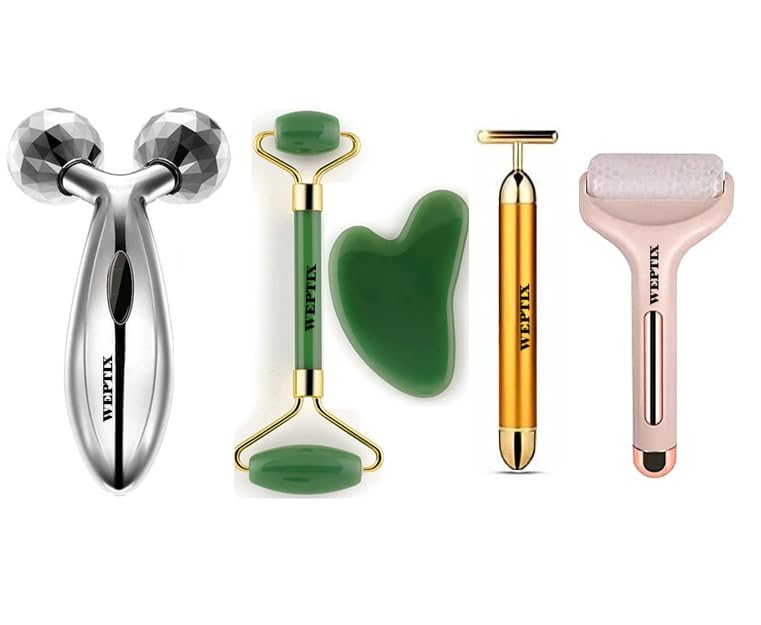 WEPTIX® Ice Roller Face Massager, Facial Massager Jade Stone Roller & Gua Sha Tool 100% Natural, 3D Massager Roller, T Shape Gold Energy Beauty Bar Electric Vibration Facial Massage for Massager (B0CGL25QGW) Amazon Price History, Amazon Price Tracker