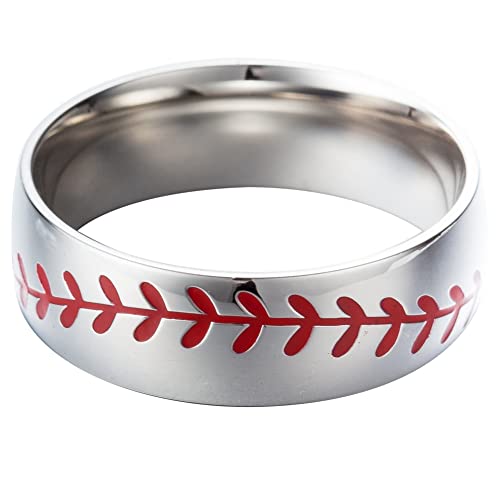 Jude Jewelers 8MM Stainless Steel Sports Baseball Ring Domed Style Simple Plain Wedding Band2