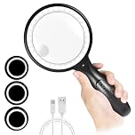 60X 30X Lente d'ingrandimento con Luce, 33 LED Lente Ingrandimento Ricarica USB 3 Modalità, Lente d'ingrandimento led per Lettura, Ispezione, Esplorazione, Anziani, Gioiellieri