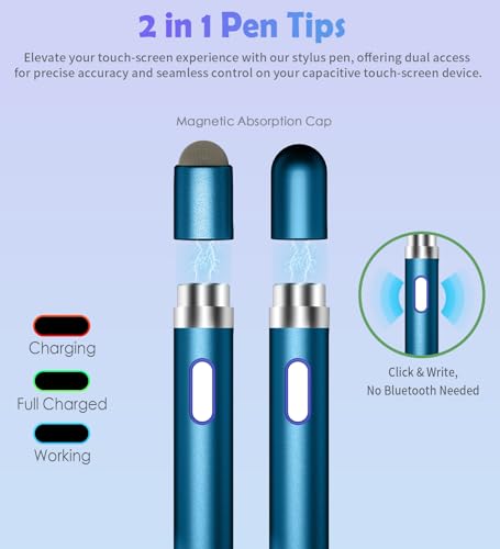 Image of Active Stylus Pen for Touch Screens, Dual Pen Tips for Drawing &Writing,High Precise Universal Digital Pencil for A-pple i-Pad, i-Phone 17 /16 /15 /14 /13 /12,Tablet /Smartphone /Sam-sung /K-indle - Dark Blue