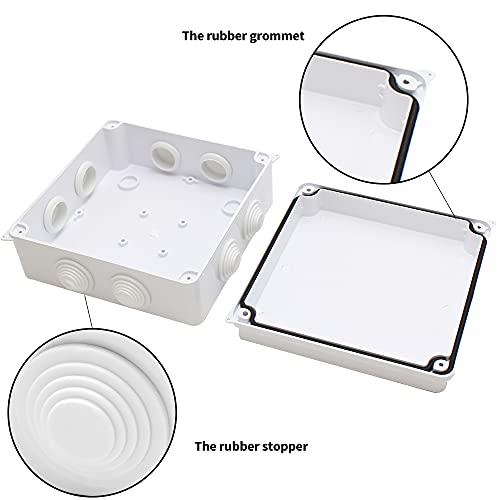 Makerele Ip65 Waterproof Dustproof Electrical Junction Box Abs Plastic Electronics Enclosure White 5.9”×5.9”×2.8”Inch(150×150×70Mm) #TOP2