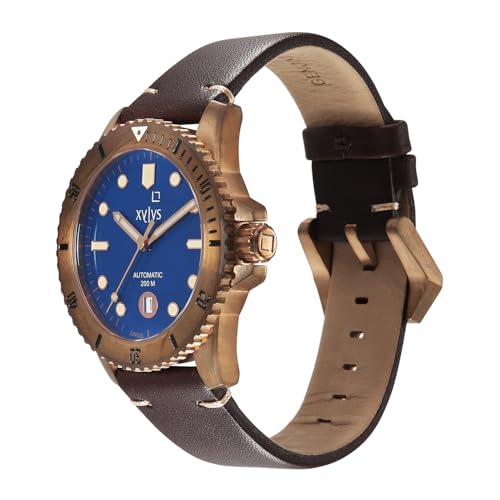 Image of Xylys Mariana with Analog with Date Automatic Blue Dial Brown Leather Strap Watch for Men - 40064KL02E