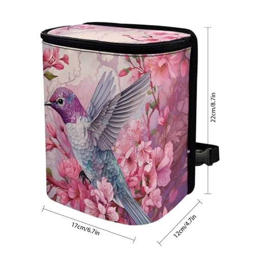 Image of Mini Car Trash Bag Bin Hanging,Hummingbird Vehicle Garbage Bin with Lid,Durable Foldable Car Trash Can Waste Bag for Front Back Seats /Console