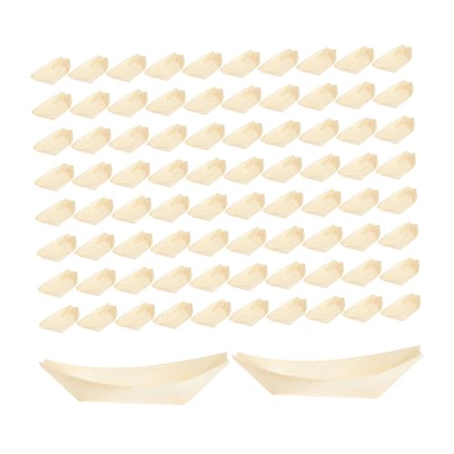 Platos desechables de sushi forma bote madera 17 cm miniatura 1