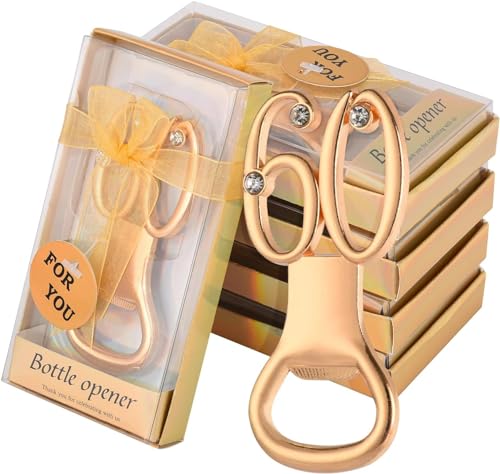 Imagen de DADEA 36 abridores de botellas dorados para fiesta de cumpleaños 60