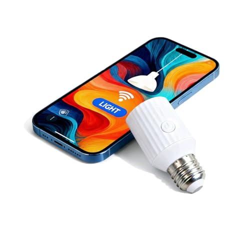 LoraTap Portalampada WiFi Intelligente, Adattatore E27 Smart, Controllo con Smart Life App, Compatibile con Alexa Voice, Portalampada WiFi per Soffitti, Armadi e Lampade a Catenella, 60W Max