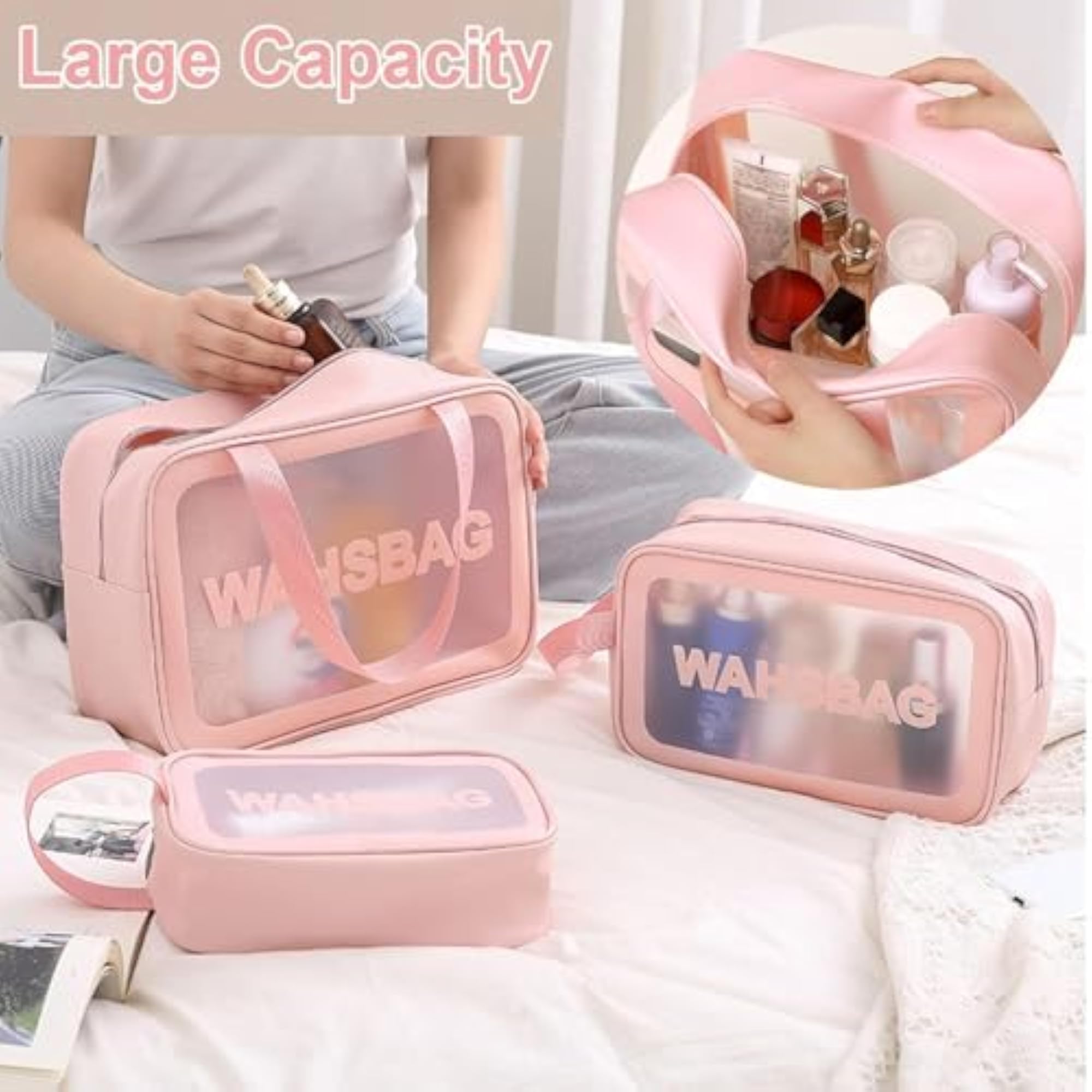 Pink Makeup Bag Cosmetic Bag for Travel
