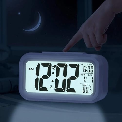 Image of Digital Alarm Clock Table Clock for Students, Home, Office with Automatic Sensor, Date &Amp; Temperature