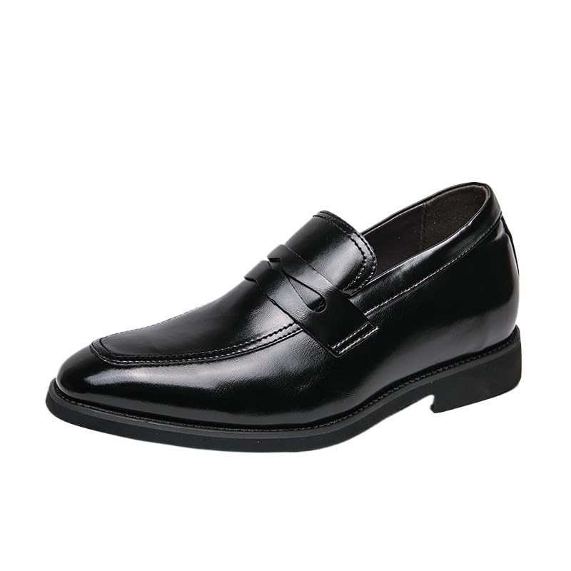 Dress Oxford for Men's Business Working Office Non Slip Rubber Sole Low Top Shoe Pointed Toe Slip-on Business Pu Invisible Height Leather