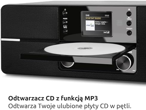 TechniSat DIGITRADIO 371 CD BT - cyfrowe radio stereofoniczne (DAB+, FM, odtwarzacz CD, Bluetooth, kolorowy wyświetlacz, USB, AUX, gniazdo słuchawkowe, budzik, 10 W, pilot zdalnego sterowania) czarny