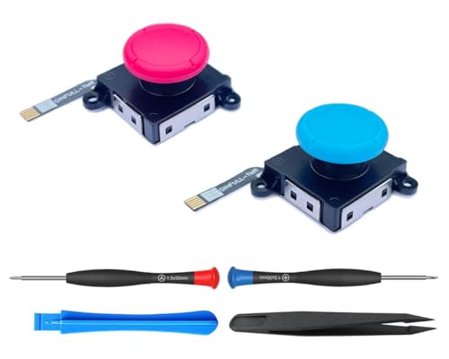 ElecGear 2x TMR Stick Replacement for Switch Joy-Con, TMR Hall Control Stick for Switch LCD, OLED and Lite, No Desoldering Soldering Wick Needed (Red/Blue)