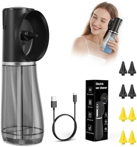 Ear Wax Removal kit, Ear Cleaning Kit with 4 Pressure Modes, Safe & Effective Ear Wax Cleaner with USB-C & IPX7 Waterproof, 8 Tips (Black)