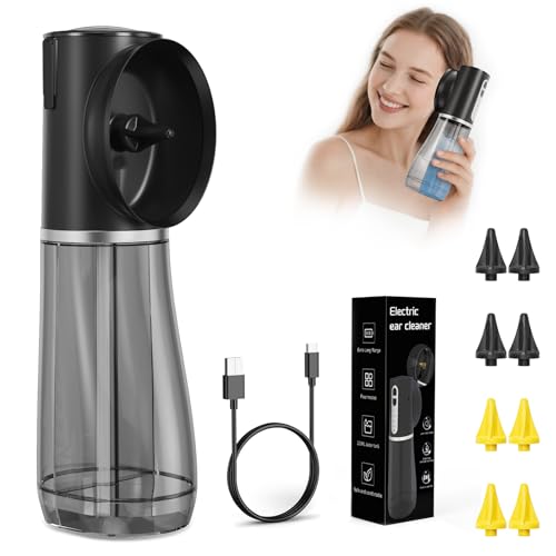 Ear Wax Removal kit, Ear Cleaning Kit with 4 Pressure Modes, Safe & Effective Ear Wax Cleaner with USB-C & IPX7 Waterproof, 8 Tips (Black)