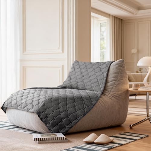 Image of gogobunny 100% Double-Sided Waterproof Dog Bed Cover Pet Blanket Sofa Couch Furniture Protector for Puppy Large Dog Cat, Reversible (82x82 Inch (Pack of 1), Dark Grey /Light Grey)