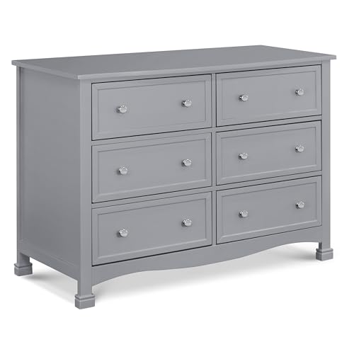 Image of Davinci Kalani 6-Drawer Baby Dresser for Nursery - Wooden Double Chest of Drawers for Kids, Boys and Girls - Multi-Purpose Storage Dresser for Bedroom, Living Room & Hallway - Easy to Assemble - Grey