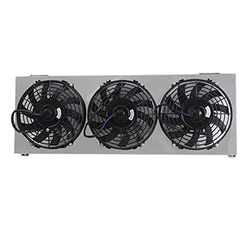 ECMRAD Aluminum Radiator's Shroud+3x9''Fans Compatible with Jeep Cherokee XJ 2.5l 4.0l 1991-2001