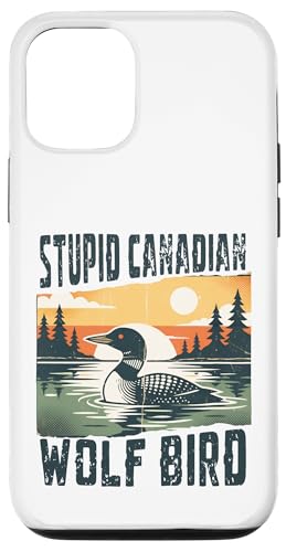Stupid Canadian Wolf Bird Funny Loon Animal Meme Retro �X�}�z�P�[�X iPhone 12/12 Pro �p