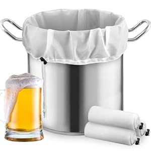 3-Pack Brew Bags, 250 Micro Extra Large Reusable Straining Bag, 26 x 22 Inch Adjustable Drawstring Brewing Mesh Bag for Home Brewing Hops Grains Fruit Wine Beer Making Brew in a Bag Supplies